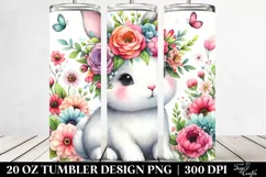 Cute Bunny with Flower Crown | 20 Oz Tumbler Product Image 2