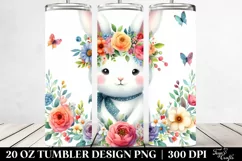 Cute Bunny with Flower Crown | 20 Oz Tumbler Product Image 2