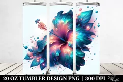 Shiny Hibiscus Watercolor Splash | 20 Oz Tumbler Product Image 2