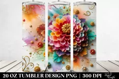 20 Oz Tumbler Sublimation | Colorful Marigold on Wooden Product Image 2