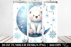 Cute Polar Bear with Snowflakes, Transparent 20 Oz Tumbler Product Image 2