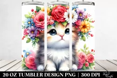 Cartoon Kitten with Flower Crown, Transparent 20 Oz Tumbler Product Image 2