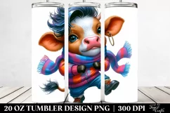 Cute Baby Cow Dancing for Winter, Transparent 20 Oz Tumbler Product Image 2