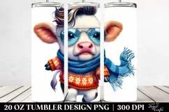 Cute Baby Cow Dancing for Winter, Transparent 20 Oz Tumbler Product Image 2