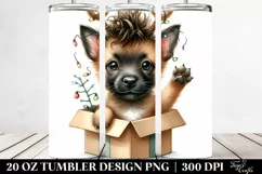 Enthusiastic Baby Malinois with Christmas Lights PNG Product Image 2