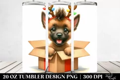 Enthusiastic Baby Malinois with Christmas Lights PNG Product Image 2