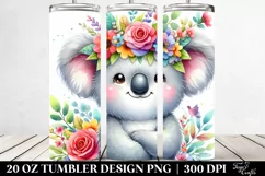 Cartoon Koala with Flower Crown, Transparent 20 Oz Tumbler Product Image 2