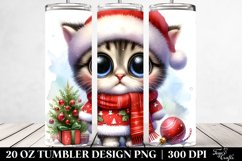 Cute Baby Cat Christmas Watercolor | 20 oz Tumbler Product Image 2