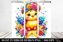 Colorful Chicken with Flower Crown, Transparent 20 Oz Product Image 2