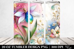 Colorful Floral Swirls with Gold Insertions | 20 Oz Tumbler Product Image 2