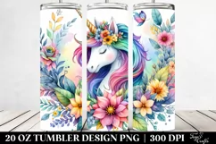 Colorful Watercolor Unicorn Whimsical | 20 oz Tumbler Product Image 2