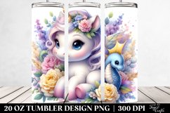 Baby Unicorn Snapdragon Watercolor|20 oz Tumbler Product Image 2