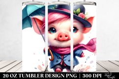 Cute Baby Pig Running with Umbrella, Transparent 20 Oz Product Image 2