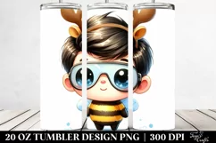 Enthusiastic Baby Bee with Reindeer Horns PNG Product Image 2