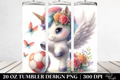 20 Oz Tumbler Sublimation | Pastel Unicorn Playing Handball Product Image 2