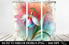 20 Oz Tumbler Sublimation | Colorful Snowdrop on Marble Product Image 2