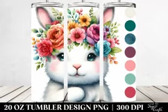 Cartoon Rabbit with Flower Crown, Transparent 20 Oz Tumbler Product Image 2