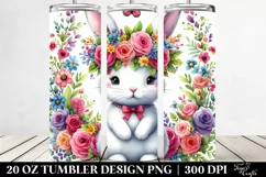 Watercolor Rabbit with Flower Crown 20 Oz Tumbler Product Image 2