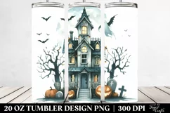 Simple Halloween Clipart with Haunted House 20 Oz Tumbler Product Image 2