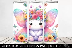 Watercolor Butterfly with Flower Crown, Transparent 20 Oz Product Image 2