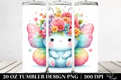 Watercolor Butterfly with Flower Crown, Transparent 20 Oz Product Image 2