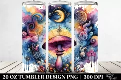 Vibrant Magical Mushroom Clipart, Transparent 20 Oz Tumbler Product Image 2