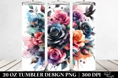 Colorful Black Roses Abstract Clipart 20 Oz Tumbler Product Image 2