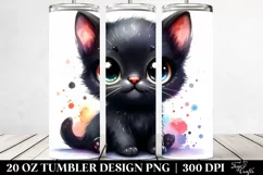 Vibrant Drawing Cute Baby Cat | 20 oz Tumbler Product Image 2