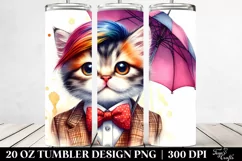Baby Cat with Umbrella, Vibrant PNG Product Image 2