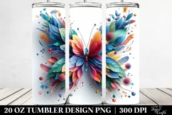Vibrant Butterfly Plant Leaves 3D Flowers. 20 Oz Tumbler Product Image 2