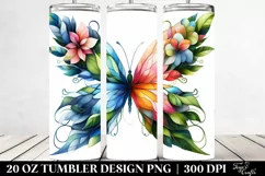 Vibrant Butterfly Plant Leaves 3D Flowers. 20 Oz Tumbler Product Image 2