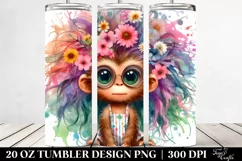 Whimsical Baby Monkey Clipart 20 Oz Tumbler Product Image 2
