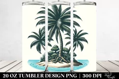 Retro Tropical Tree Island. 20 Oz Tumbler Design Product Image 2