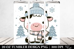 Cute Baby Cow in Winter, Transparent 20 Oz Tumbler Product Image 2