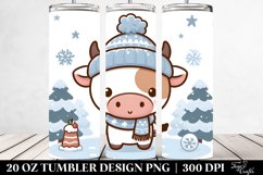 Cute Baby Cow in Winter, Transparent 20 Oz Tumbler Product Image 2
