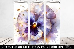 20 Oz Tumbler Sublimation | Shiny Pansy Golden Watercolor Product Image 2