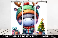 Winter Hippo with Gift Box, Transparent PNG Product Image 2