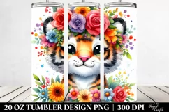 Tiger Flower Crown | 20 oz Tumbler Product Image 2