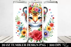 Tiger Flower Crown | 20 oz Tumbler Product Image 2