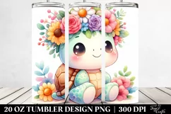 Vibrant Flower Crown Turtle | 20 oz Tumbler Product Image 2