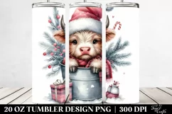 Whimsical Highand Cow with Santa Hat Clipart 20 Oz Tumbler Product Image 2