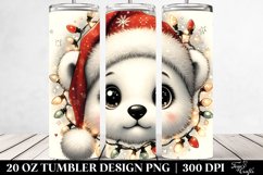 Retro Cute Baby Polar Bear, Transparent 20 Oz Tumbler Product Image 2