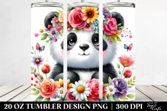 Vibrant Flower Crown Panda | 20 oz Tumbler Product Image 2
