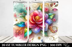 Camellia Watercolor Splash | 20 oz Tumbler Product Image 2