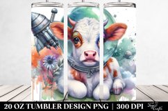 Colorful Baby Cow with Space Station. 20 oz Tumbler Design Product Image 2