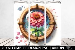 Wooden Zinnia Watercolor | 20 Oz Tumbler Product Image 2