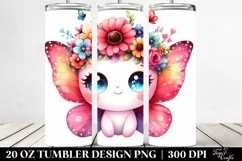 Vibrant Butterfly in Watercolor 20 Oz Tumbler Product Image 2