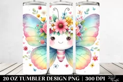 Cute Butterfly with Flower Crown 20 Oz Tumbler Product Image 2