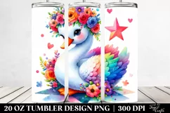 sweet Swan with Flower Crown, Colorful 20 Oz Tumbler Product Image 2