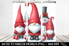 Cute Gnomes with Snowman, Transparent 20 Oz Tumbler Product Image 2